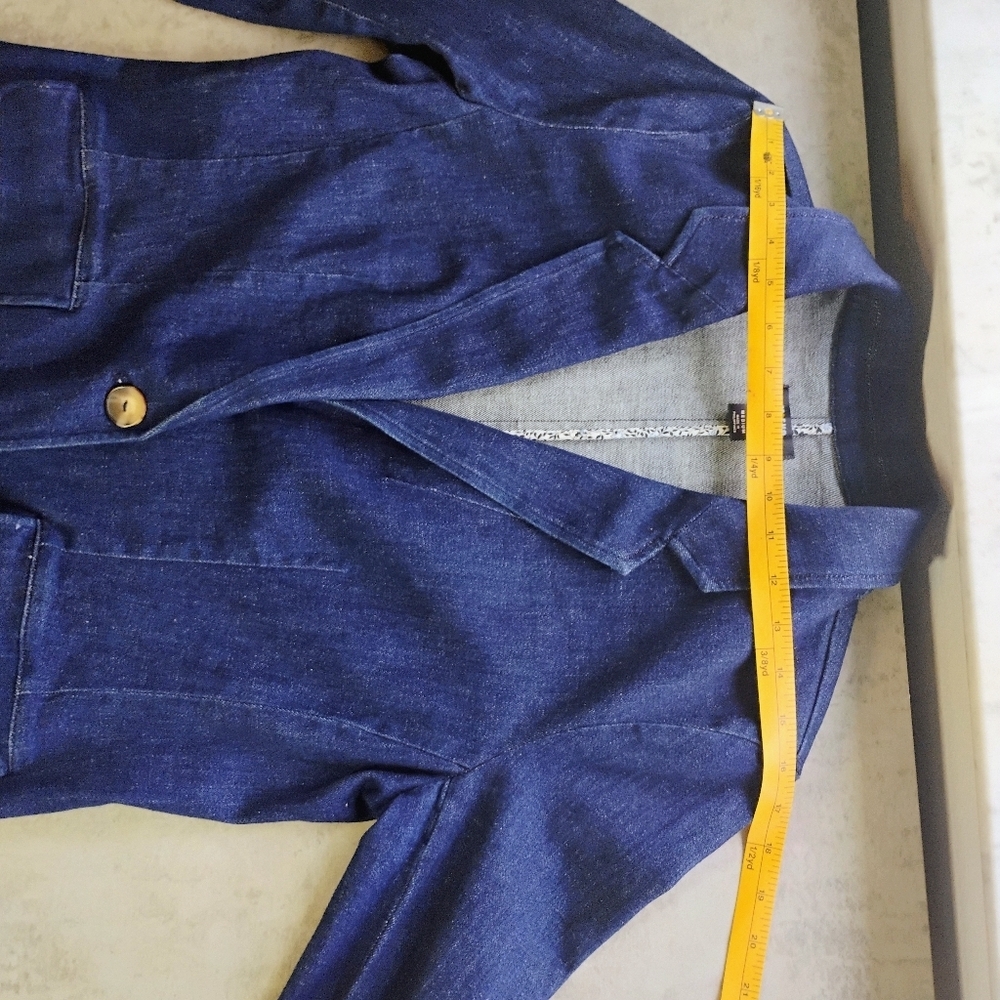 Maeve Anthropologie‎ Tailored Denim Blazer Womens Medium Office Business Casual - Picture 16 of 16